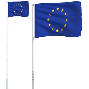 vidaXL Vlag met vlaggenmast Europa 5,55 m aluminium