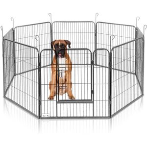 MaxxPet Puppyren - Hondenbench - Hondenren- Puppyren met 8 kennelpanelen - Staal -80 x 80 cm Ø 210 cm
