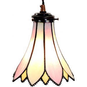 HAES DECO - Hanglamp Tiffany Roze, Beige Ø 15x115 cm E14/max 1x40W