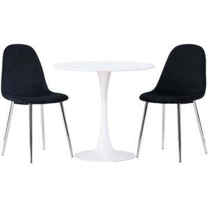 Hamden eethoek tafel wit en 2 Polar stoelen zwart.