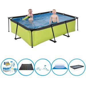 EXIT Zwembad Lime - Frame Pool 220x150x60 cm - Inclusief bijbehorende accessoires