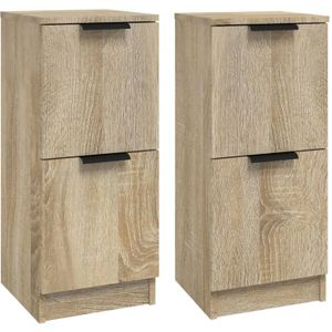 The Living Store Dressoir Sonoma Eiken - Set van 2 - 30 x 30 x 70 cm - Voldoende opbergruimte