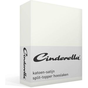 Cinderella - Sundays - Topper Hoeslaken met split - 200x220 cm - Tot 15 cm matrashoogte - 100% Katoen-Satijn - Ivoor