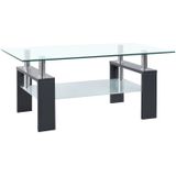 vidaXL Salontafel 95x55x40 cm gehard glas transparant en grijs