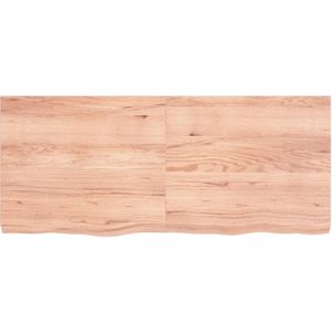 The Living Store Wandplank Massief Eikenhout - 140x60x6 cm - Lichtbruin met Natuurlijke Rand