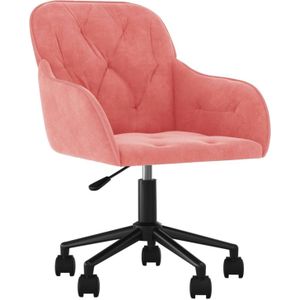 The Living Store Kantoorstoel - fluweel - roze - 56 x 61 x (78-86) cm - draaibaar