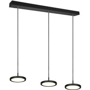 LED Hanglamp - Hangverlichting - Trion Trula - 30W - 3-lichts - Warm Wit 3000K - Dimbaar - Rechthoek - Mat Zwart -