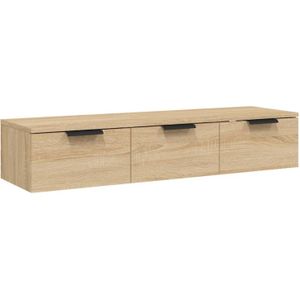 The Living Store Wandkast - Sonoma Eiken - 102x30x20 cm - Zwevend TV-meubel met lades