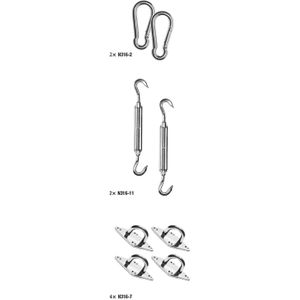 Platinum bevestigingsset voor schaduwdoek vierkant en rechthoek