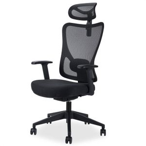Novitaa Ergonomische Bureaustoel - Voor Volwassenen - Office Chair - Verstelbaar - Hoofdsteun - Extra Brede Zitting - Zw