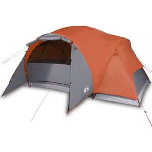 vidaXL Tent 8-persoons waterdicht verduisterend stof grijs en oranje