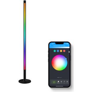FlinQ Xyro LED Slimme Vloerlamp - Staande Lamp - Alexa & Google Assistant - RGB - Zwart