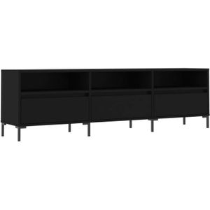 The Living Store TV-meubel Zwart - Bewerkt hout - 150 x 30 x 44.5 cm - Opbergruimte en stabiel tafelblad