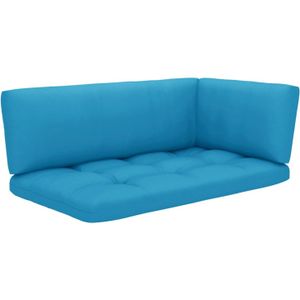 The Living Store Loungeset Pallet - 110x65x55 cm - Grenenhout - Blauw kussen