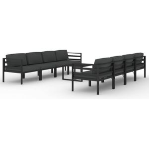 The Living Store Loungeset - Antraciet - Aluminium - Modulair Design - 60x60x38 cm - Inclusief Kussens