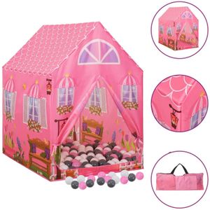 vidaXL Kinderspeeltent met 250 ballen 69x94x104 cm roze