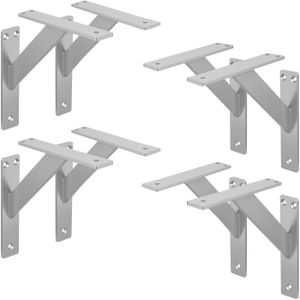 ML-Design 8 stuks plankdrager 180x180 mm, zilver, aluminium, zwevende plankdrager, plankdrager, wanddrager voor