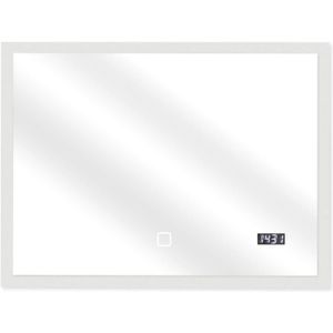 Aquamarin - LED Spiegel - Digitale Klok - Touchscreen - Dimbaar - 80 x 60 CM