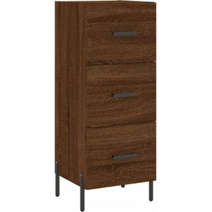 The Living Store Dressoir Bruineiken - Bijzetkast 3 lades - 34.5 x 34 x 90 cm - Duurzaam hout/metaal