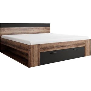 Meubella Tweepersoonsbed Brown - Zwart - Eiken - 160x200 cm