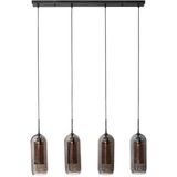 Hoyz - Hanglamp 4L Smoke - Glas-geperforeerd staal - Artic zwart