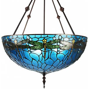 HAES DECO - Hanglamp Tiffany Blauw Ø 61x156 cm E27/max 4x40W