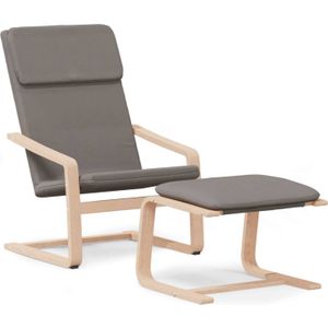 vidaXL Relaxstoel met voetenbank stof taupe