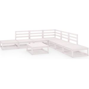 The Living Store Tuinset Grenenhout - Wit - 70 x 70 x 67 cm - Modulaire loungeset