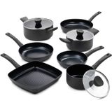 ISENVI Avon Chef du Jour Grill - Pannenset 7 delig - Ergo grepen - Antraciet - Keramisch - 100% PFAS, PTFE en PFOA vrij