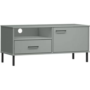 The Living Store OSLO Televisiekast - Houten meubel - Grijs - 106 x 40 x 46.5 cm - 1 lade - 1 deur