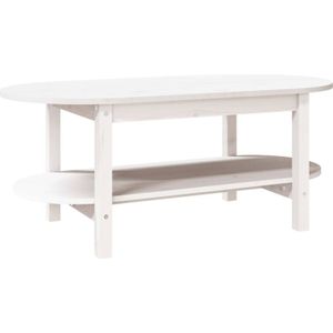 The Living Store Klassieke Salontafel - Massief Grenenhout - 110 x 55 x 45 cm - Wit