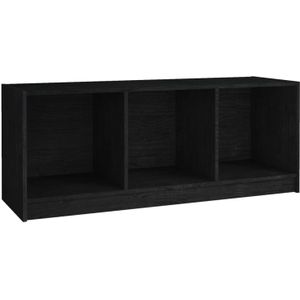 The Living Store Tv-meubel 104x33x41 cm massief grenenhout zwart - Kast