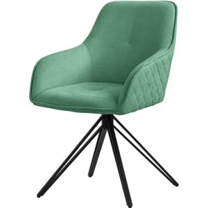 ML-Design eetkamerstoel draaibaar van textiel geweven stof, groen, woonkamerstoel met armleuning & rugleuning, 360°