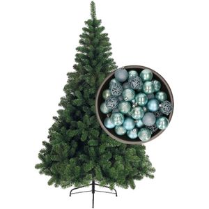 Bellatio Decorations kunst kerstboom 180 cm met kerstballen ijsblauw - Kunstkerstboom