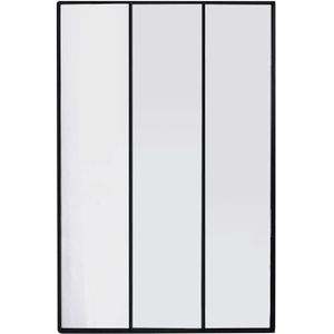 4goodz Rechthoek Spiegel Raam Drieluik Metaal 75x115x2 cm - Zwart