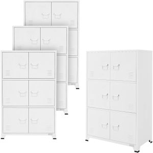 ML-Design set van 4 archiefkasten 75x40x120 cm, wit, staal, vrijstaande kantoorkast 4 poten, metalen locker 6 deuren, 3