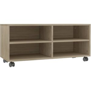 The Living Store tv-meubel Sonoma Eiken - 90 x 35 x 35 cm - Stevig en Duurzaam - 4 Open Vakken - Gemakkelijk te