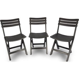 3x Klapstoel Opvouwbare stoel Campingstoel Tuinstoel Zwart Kunststof Duurzaam Comfortabel Voor binnen