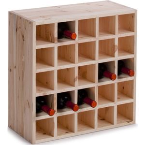 Houten wijnflessen rek/wijnrek vierkant voor 25 flessen 52 x 25 x 52 cm - Wijnfles houder