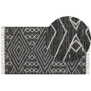 KHENIFRA - Laagpolig vloerkleed - Zwart - 80 x 150 cm - Katoen