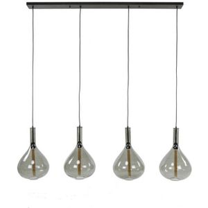 Hoyz Collection - Hanglamp 4L Drop Smoke Glass - Artic Zwart