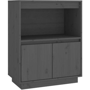 The Living Store Houten Dressoir - Opbergkast - 60x34x75 cm - Grijs - Massief grenenhout