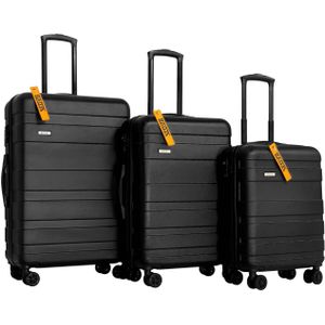 Zedar K600 Kofferset - Trolleyset 3-delig met TSA slot - handbagage en groot - Zwart