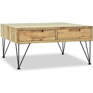The Living Store Koloniale Salontafel - Gerecycled teakhout - 80x80x40cm - 2 lades
