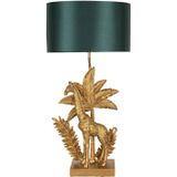 Clayre & Eef Tafellamp Giraf 33x20x67 cm Goudkleurig Groen Kunststof Bureaulamp Goudkleurig Bureaulamp