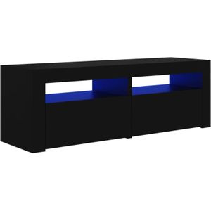 The Living Store TV-meubel RGB LED-verlichting - 120 x 35 x 40 cm - Zwart - Bewerkt hout