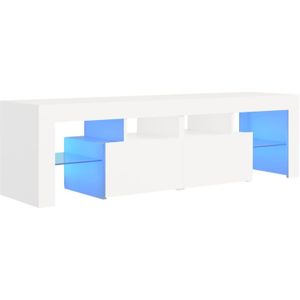 The Living Store Tv-meubel LED-verlichting - 140 x 36.5 x 40 cm - Wit - Bewerkt hout
