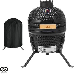 Infinity Goods Kamado BBQ Egg - 13 Inch - Inclusief Hoes - Houtskoolbarbecue - Ø 27 CM - Zwart