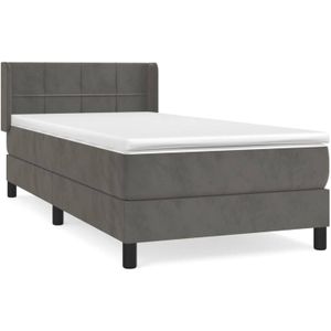 The Living Store Boxspringbed - Comfort Line - Bed 90x190cm - Donkergrijs fluweel