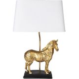 Clayre & Eef Tafellamp Paard 35x18x55 cm Goudkleurig Wit Kunststof Bureaulamp Goudkleurig Bureaulamp